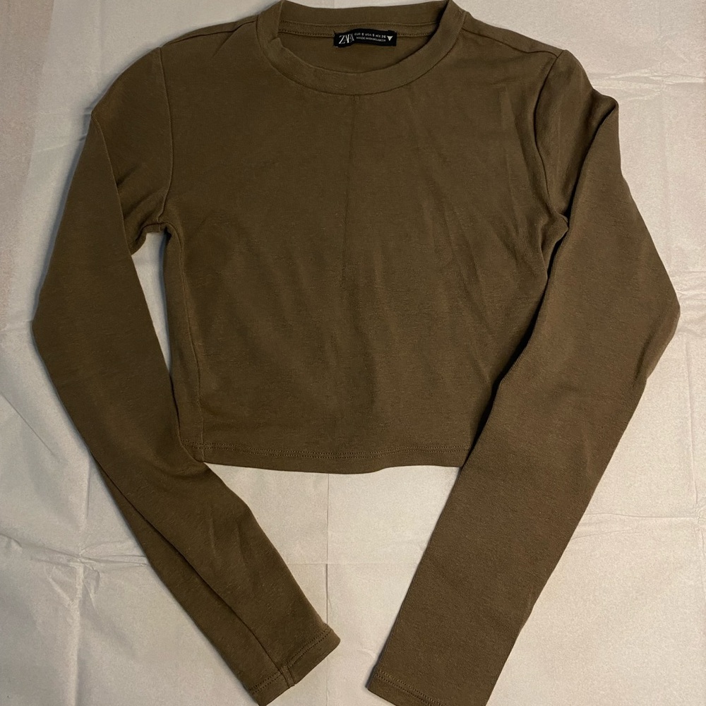 Zara Long Sleeve Crop Top